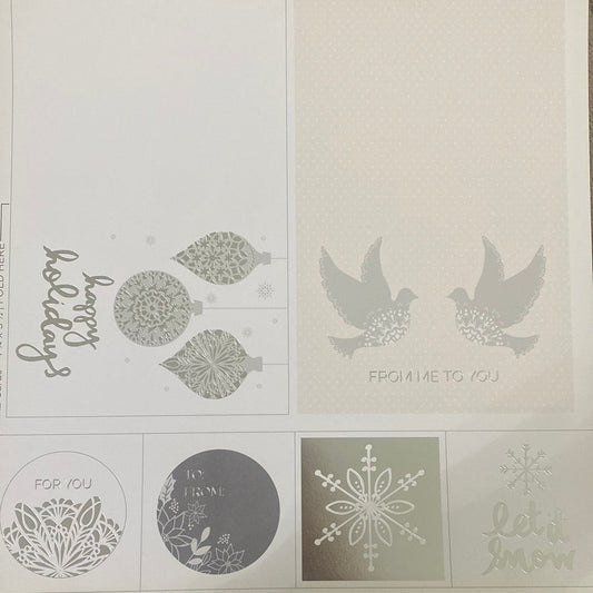 LAMINA DECOSCRAPP-DECOUPAGE 30 x30 -VARIAS CON APLICACIONES GLITER PLATA