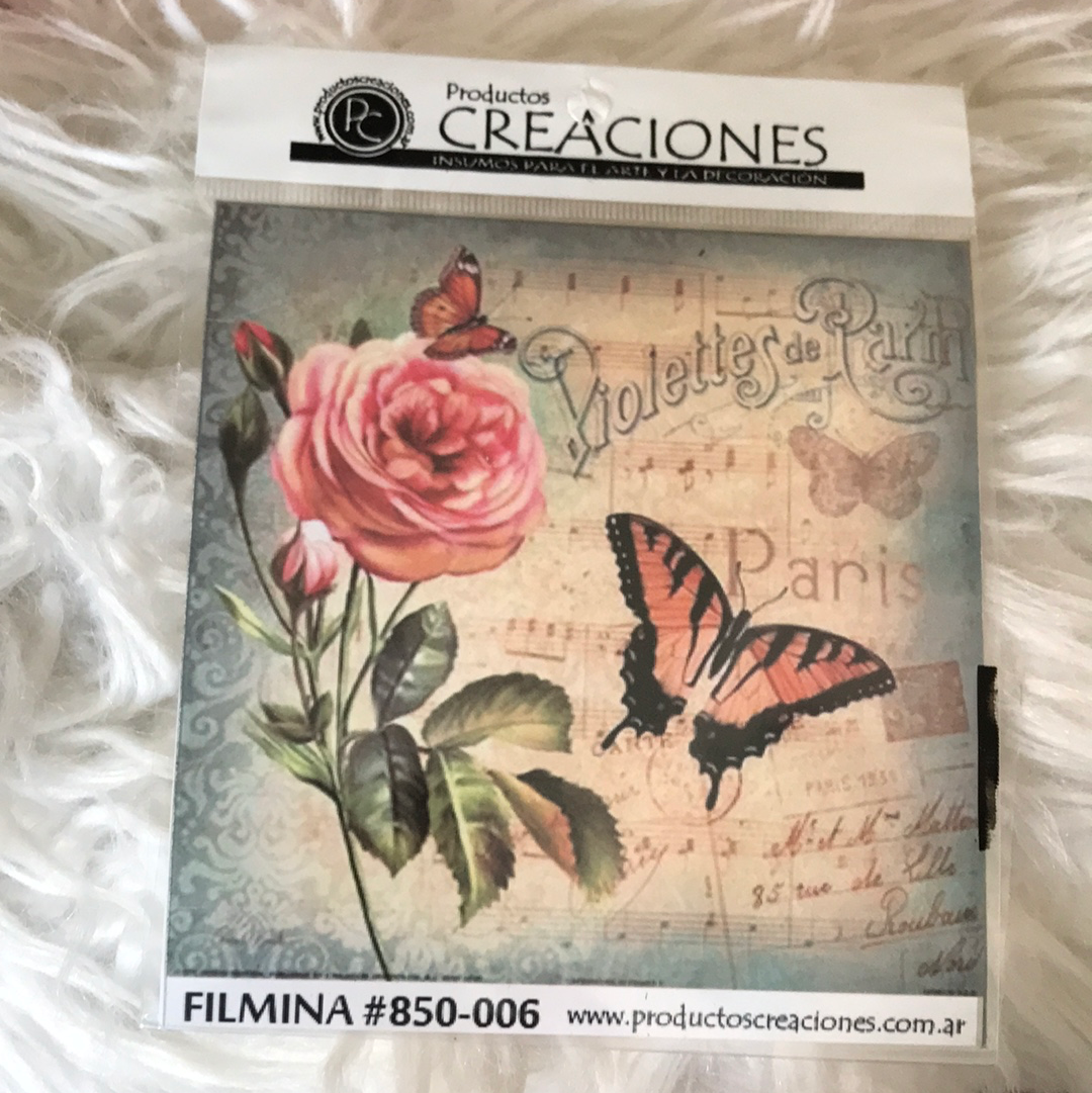 LAMINAS FILMINA O CRISTAL, n06 medidas 14 x 14