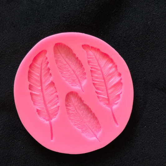 MOLDE SILICONA PLUMAS U HOJAS SURTIDAS GRANDES X4