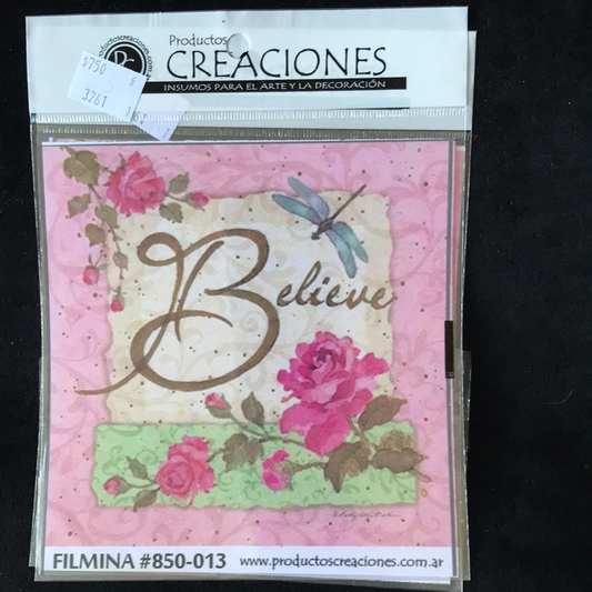 LAMINAS FILMINA O CRISTAL, n13 medidas 14 x 14