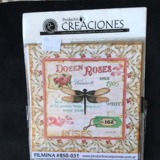 LAMINAS FILMINA O CRISTAL, n 31 medidas 14 x 14