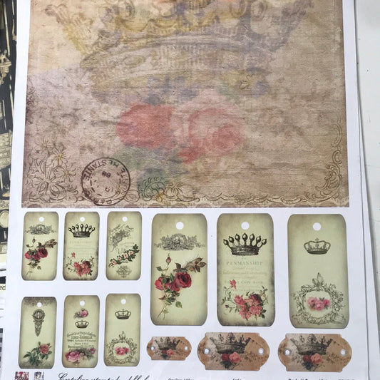 Lámina Doble Faz  Titina colección Rosas vintage Nro 7315-7 32x47 cm Scrapbooking-Rosas Vintages 7