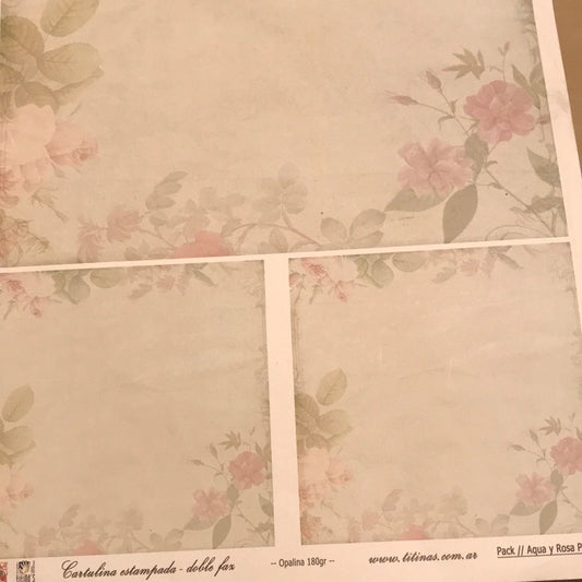 Lámina Doble Faz  Titina AGUA Y ROSA 4 P 305 32x47 cm Scrapbooking-Agua y rosa