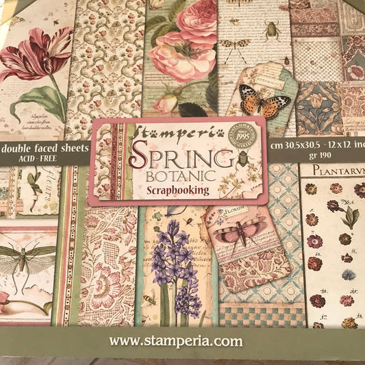 LAMINAS STAMPERIA  DOBLES PARA SCRAP SPRING BOTANIC